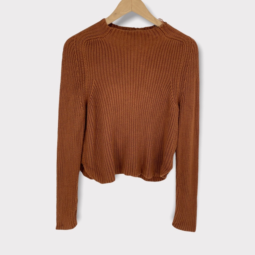 American Apparel Burnt Orange Distressed Mock‎ Neck Sweater